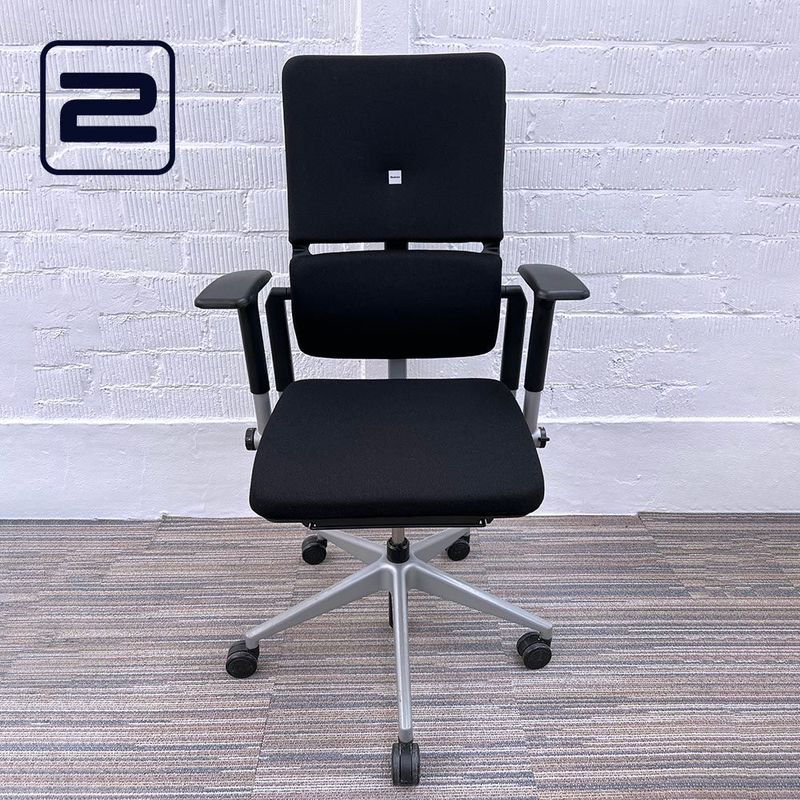 STEELCASE Please Bureaustoel - Zwart Stof / Alu grijs Voetkr mt wielen