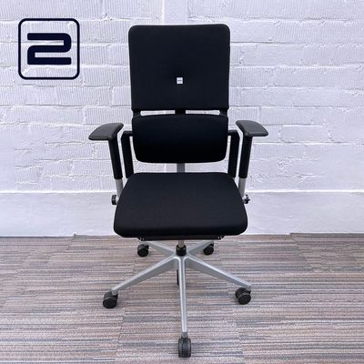 STEELCASE Please Bureaustoel - Zwart Stof / Alu grijs Voetkr mt wielen