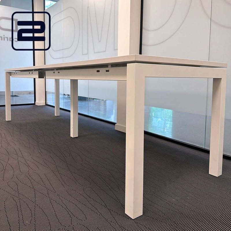 INOFEC Inosquare Vergadertafel B280xD80xH75 - Wit Melamine / Wit metaal U-poot