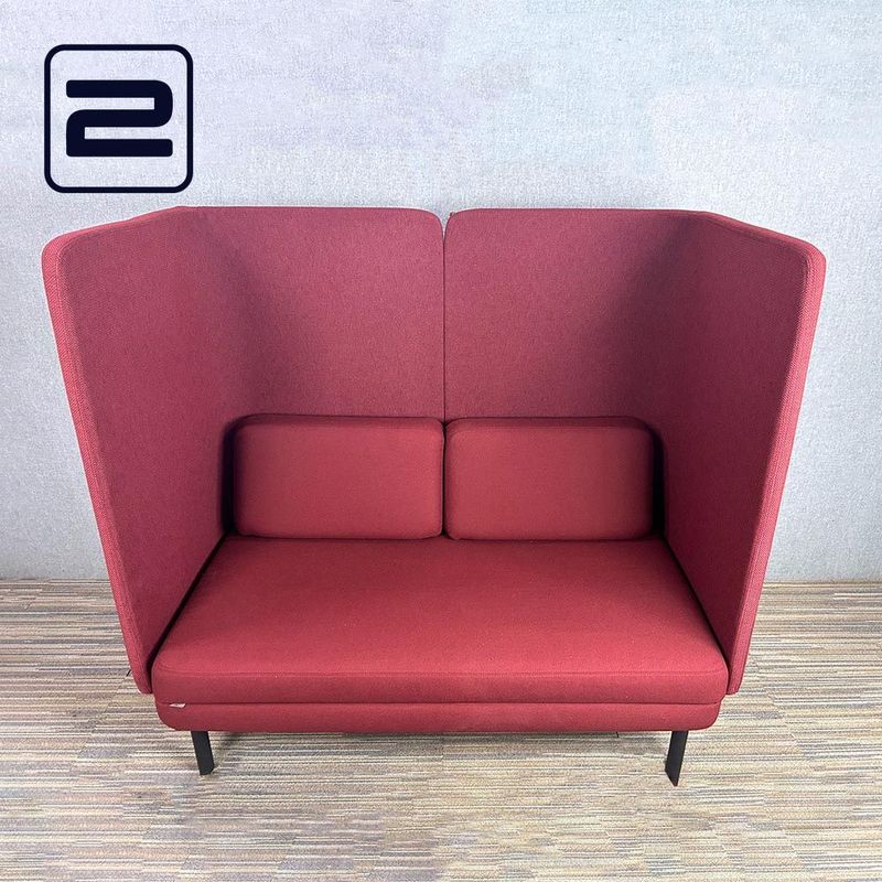 AHREND Charge Collection Zitbank 2-zit Akoestisch B150xD75xH140 - Bordeaux Stof / Zwart Hout