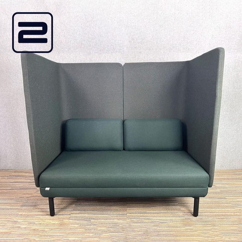 AHREND Charge Collection Zitbank 2-zit Akoestisch B150xD75xH140 - Jagersgroen Stof / Zwart Hout
