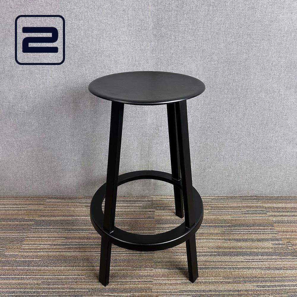 HAY Revolver Stool Barkruk Laag - Zwart Metaal