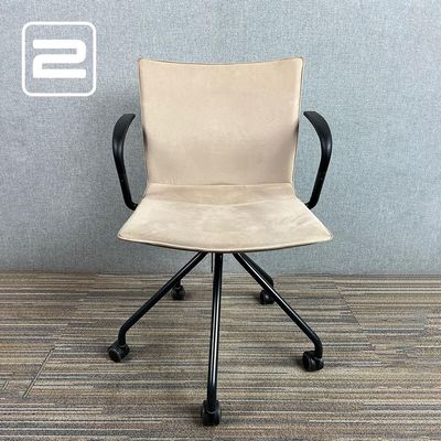 AHREND P4 Swivelstoel - Taupe Velours / Zwart Metaal Sterpoot mt Wielen