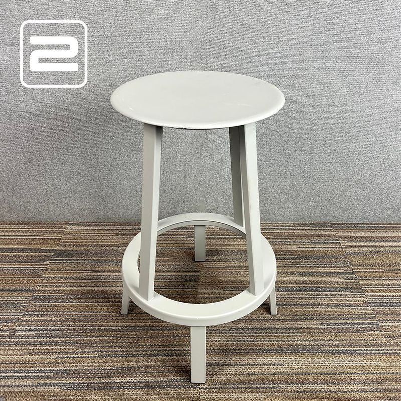 HAY Revolver Stool Barkruk Laag - Grijs Metaal / Vierpoot