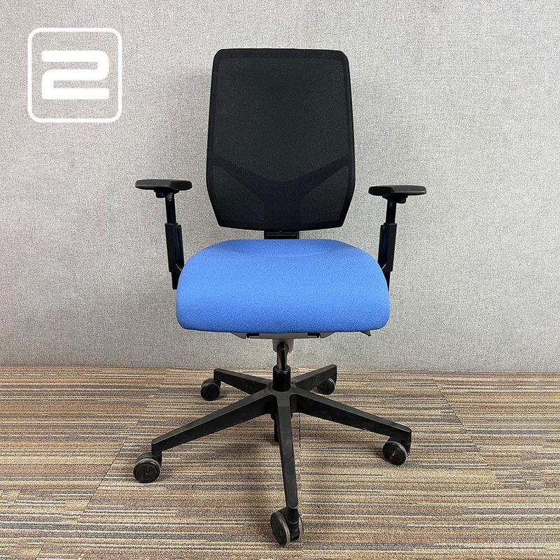 GIROFLEX G68 Bureaustoel - Blauw Stof / Kunststof Voetkr mt wielen