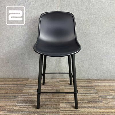 HAY Neu 12 Barkruk - zwart leder / zwart metaal vierpoot HAY Neu 12 Barkruk - zwart leder / zwart metaal vierpoot