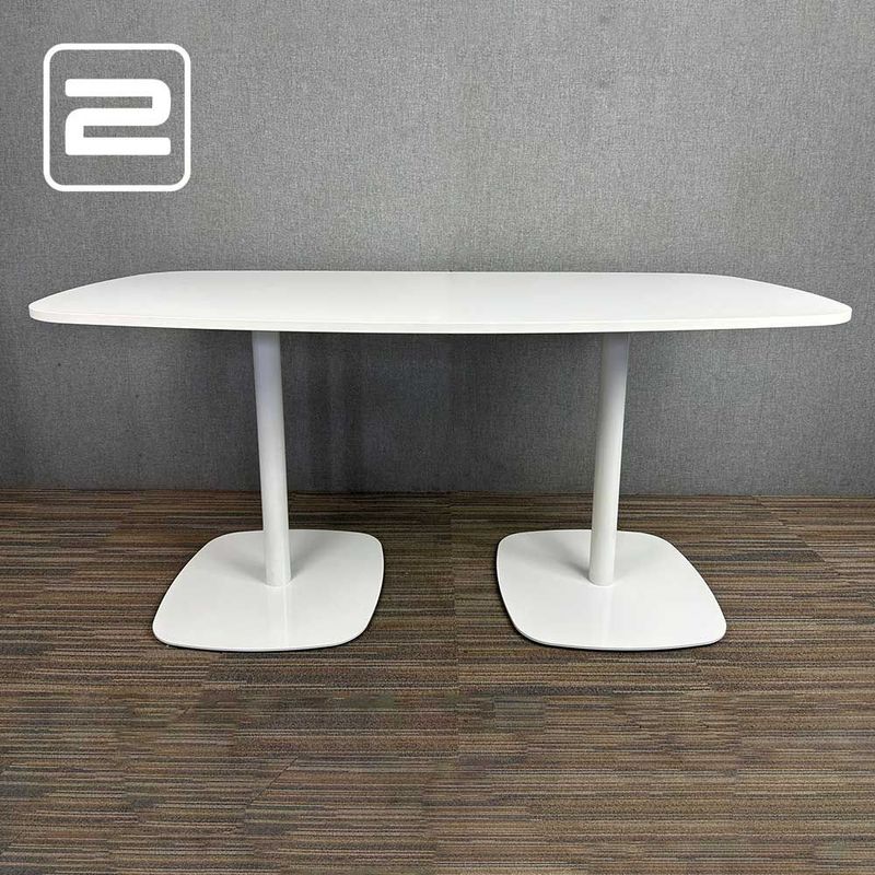 ENEA Tafel B160xD80xH75 - Wit Melamine / Wit Metaal 2 poten