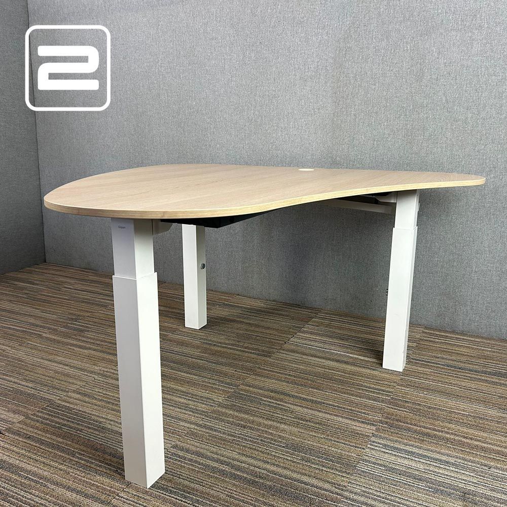 AHREND TMNL Doc Bureau speciaal ontworpen voor artsen B140xD140xH60-90 - Esdoorn Melamine / Wit metaal 3-poot