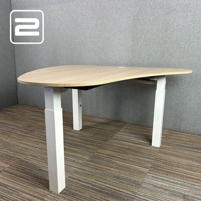 AHREND TMNL Doc Bureau speciaal ontworpen voor artsen B140xD140xH60-90 - Esdoorn Melamine / Wit metaal 3-poot