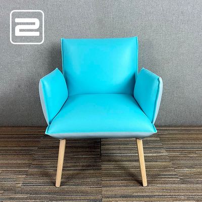 MOBITEC Soft Lounge Zetel - Blauw Leder / Eik Vierpoot