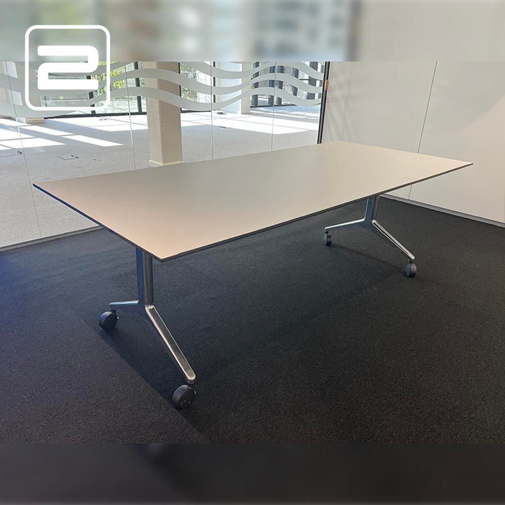 AHREND Plooitafel verrijdbaar B220xD100xH75 - Wit Trespa / chrome T-Poot