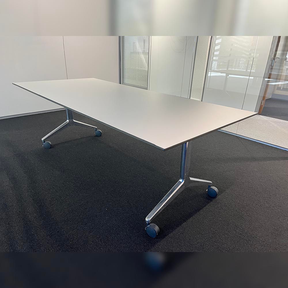 AHREND Plooitafel verrijdbaar B220xD100xH75 - Wit Trespa / chrome T-Poot