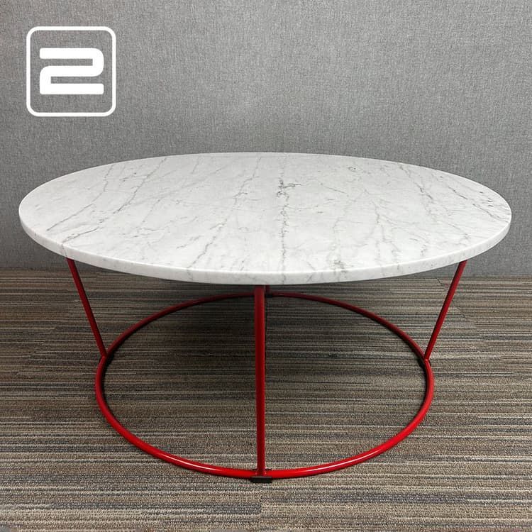 DEBERENN Salontafel B80xD80 - Marmer / Rood Metaal