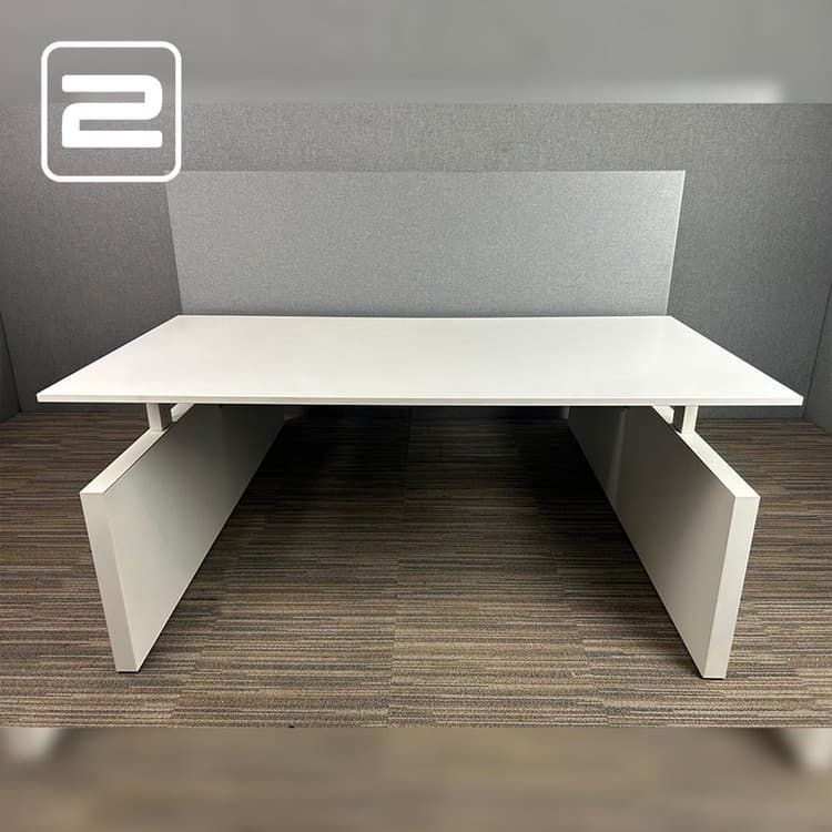 AHREND Four Duo Dubbele Workbench B180xD170xH62-86 - Wit Melamine / Metaal Wangen