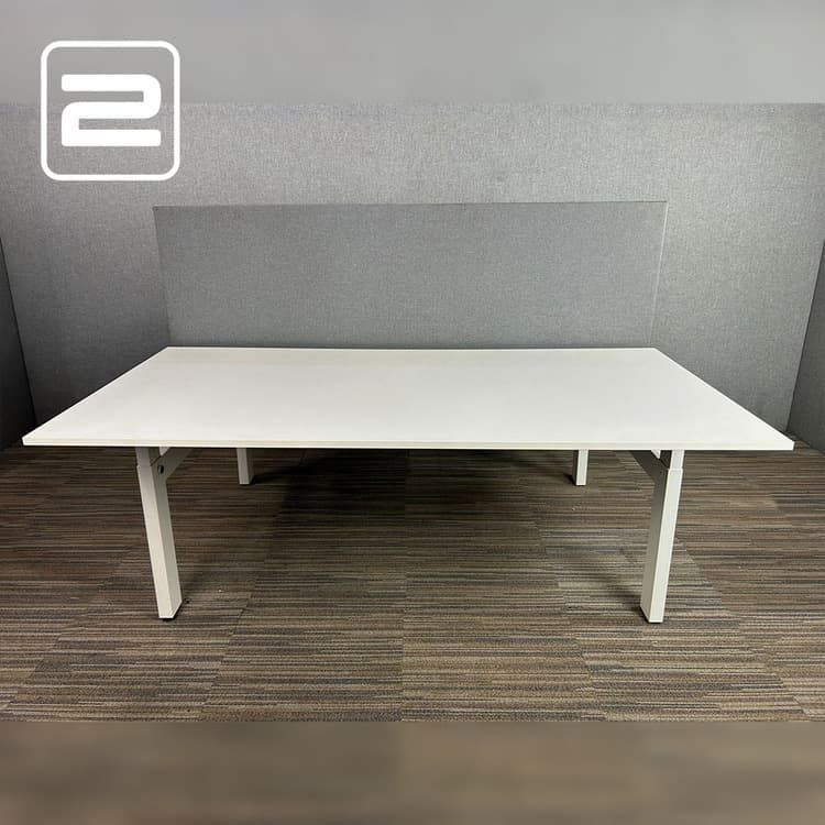 AHREND Four Duo Dubbele Workbench B160xD170xH62-86 - Wit Melamine / Metaal H-poot