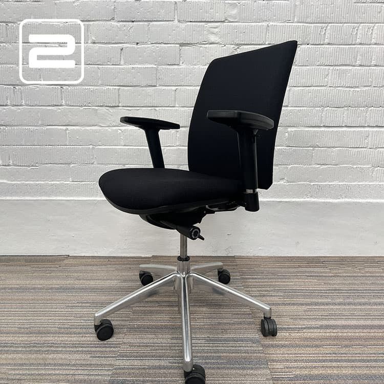 NN Bureaustoel refurbished - Zwart (nieuwe stof) / Chrome Voetkr mt wielen