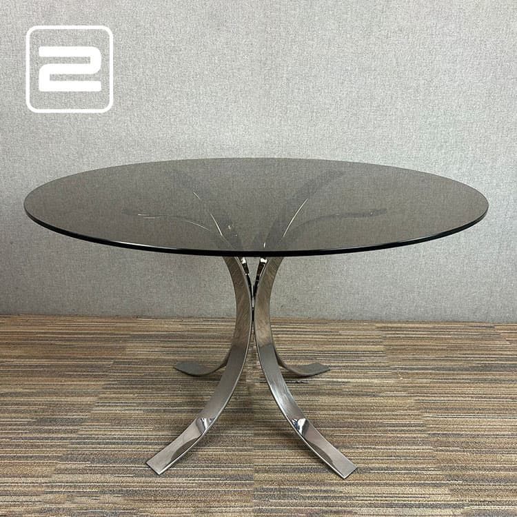 TECNO T69 Tafel Rond B100xD100xH70 - Glas / Chrome Centrale Poot
