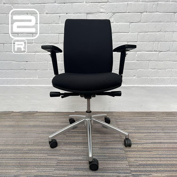 NN Bureaustoel refurbished - Zwart (nieuwe stof) / Chrome Voetkr mt wielen