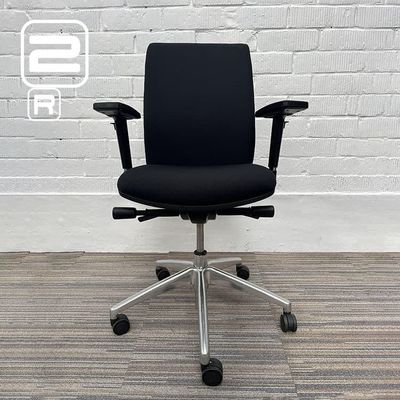 NN Bureaustoel refurbished - Zwart (nieuwe stof) / Chrome Voetkr mt wielen