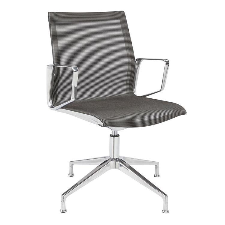 Design Vergaderstoel - Zwart Mesh / Alu Voetkruis