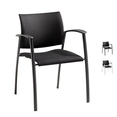 801 Vergaderstoel Stapelbaar - Zwart Stof / Zwart of Alu Vierpoot
