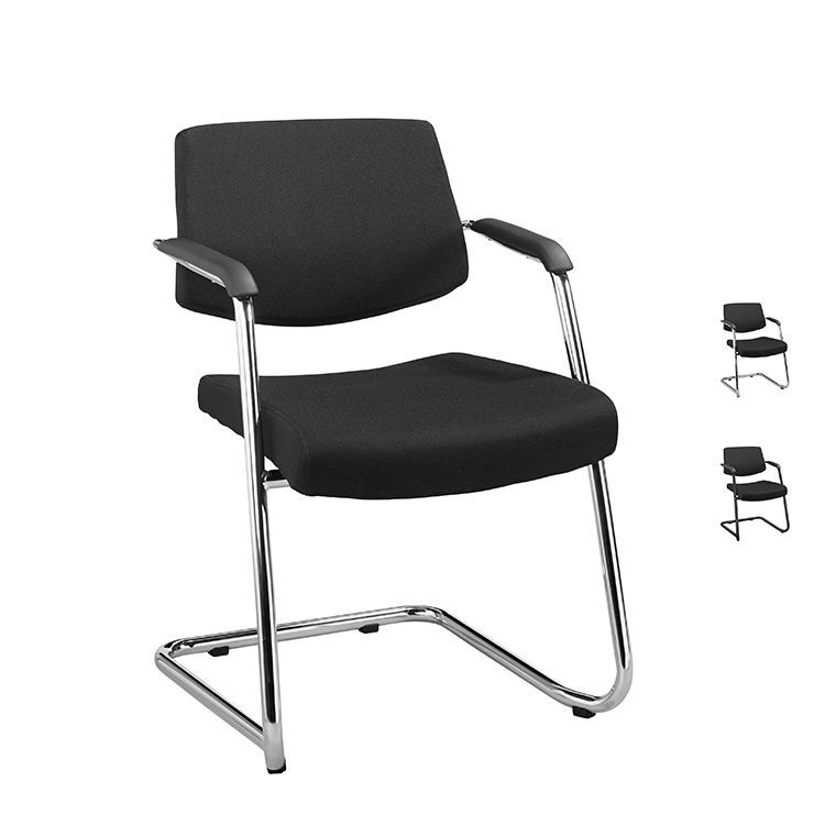Elan Vergaderstoel Lage rug, Stapelbaar - Zwart Stof / Zwart of Chrome Cantilever