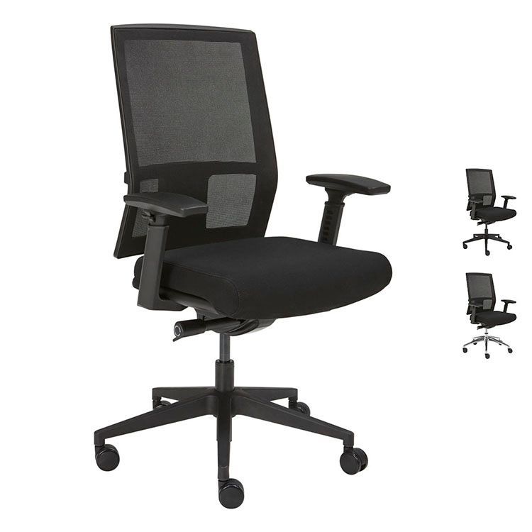 6 Serie Mesh Bureaustoel - Zwart Mesh / Zwart of Alu Voetkr mt wielen