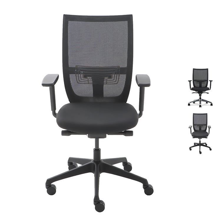 CRV Bureaustoel - Mesh / Kunststof of Alu Voetkr mt wielen