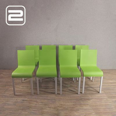Set van 8x VITRA Maarten van Severen .03 Design Stoel - Gifgroen Kunststof / Alu Vierpoot