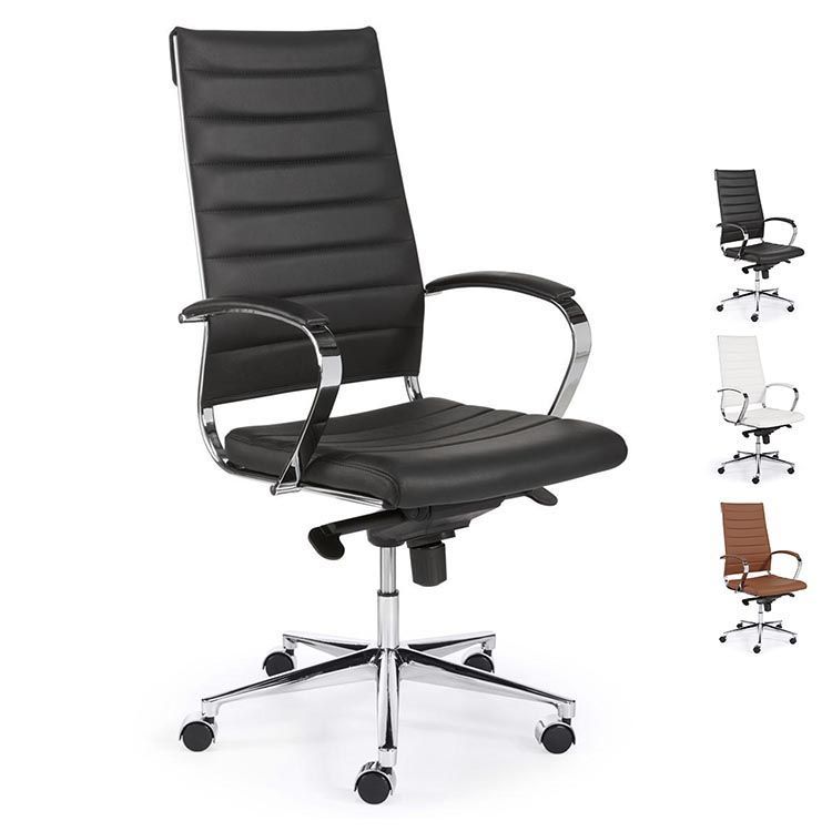 600 Serie Design Directiestoel Hoge rug - Kunstleder / Alu Voetkr mt wielen