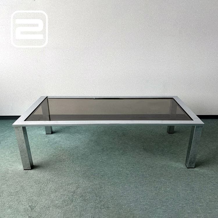 NN Salontafel B120xD57xH35 - Glas Glas / Chrome Vierpoot