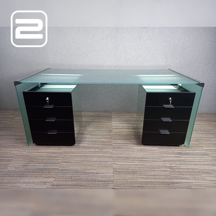 Galotti & Radice Directiebureau B178xD85xH73 - Glas / Glas