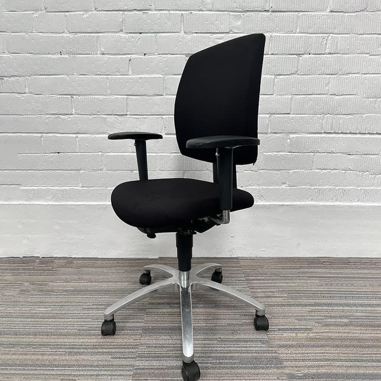 DRABERT Entrada Bureaustoel - Zwart Stof / Chrome Voetkr mt wielen