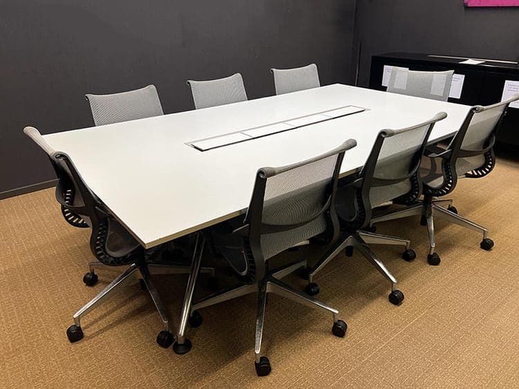 NN Vergadertafel High-end B240xD140xH74 - Wit generfd MDF met alu rand / Alu