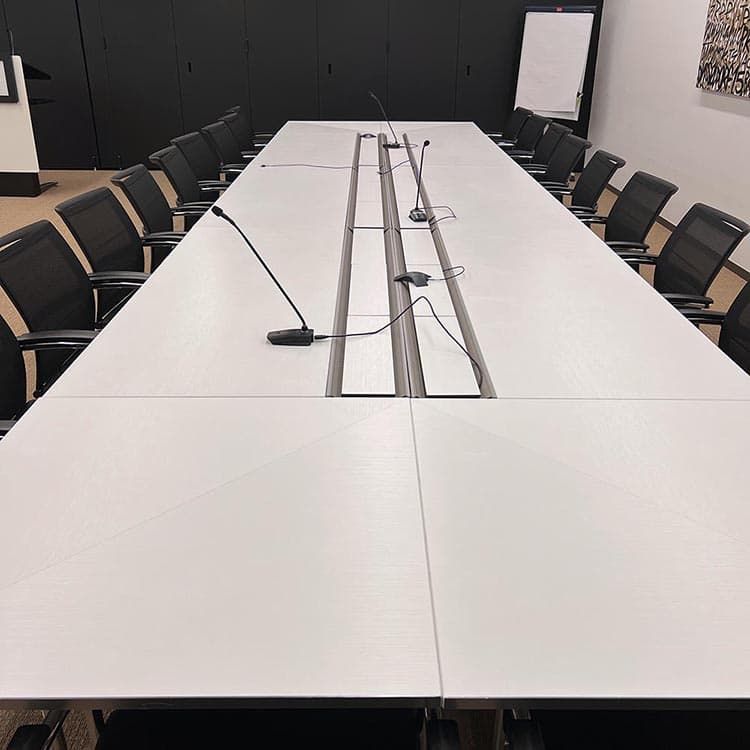 NN Vergadertafel High-End, Modulair B565xD170xH74 - Wit generfd MDF met alu rand / Alu Verrijdbaar, opklapbaar