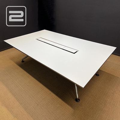 NN Vergadertafel High-end B240xD140xH74 - Wit generfd MDF met alu rand / Alu