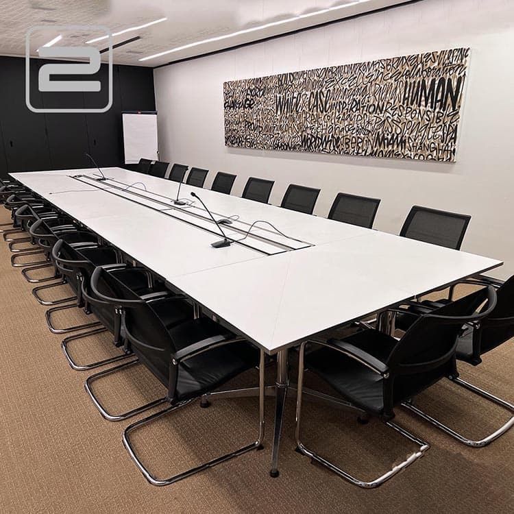 NN Vergadertafel High-End, Modulair B565xD170xH74 - Wit generfd MDF met alu rand / Alu Verrijdbaar, opklapbaar