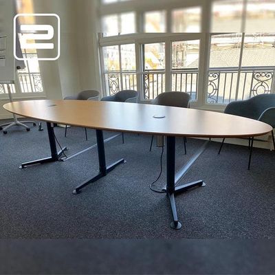 LANDE Casus Vergadertafel met soft edge randen B300xD100xH75 - Natuur eik Multiplex / Zwart Metaal