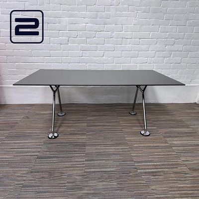 TECNO Nomos Bureau design Norman Foster B180xD90xH73 - Antr Grijs HPL / Chrome Vierpoot