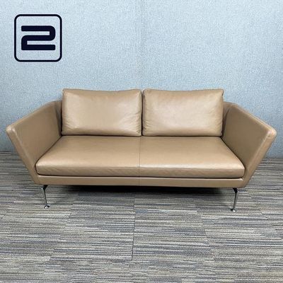 VITRA Suita Zetel 2-zit Design by Antonio Citterio B230xD85xH67 - Camel Leder 'premium F' / Gepolijst Alu