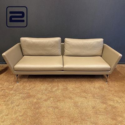 VITRA Suita Zetel 3-zit Design by Antonio Citterio B230xD85xH67 - Camel Leder 'premium F' / Gepolijst Alu