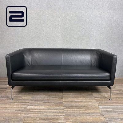 VITRA Suita Club Zetel 2-zit B160xD60xH70 - Zwart Leder / Chrome Vierpoot