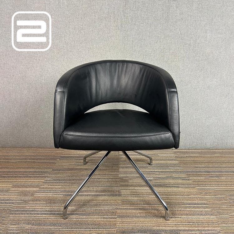 MARTINSTOLL Cosa Lounge Chair - zwart Leder / Chrome 4-poot