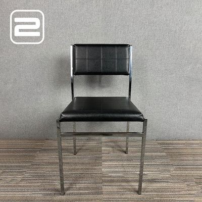 NN Ontvangststoel b - Zwart Leder / Chrome Vierpoot