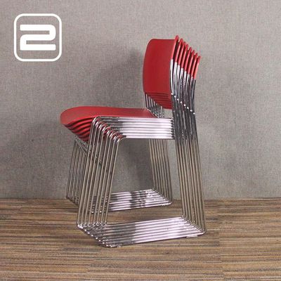Set van 10x HOWE 40-4 Kantinestoel Stapelbaar - Rood Kunststof / Chrome slede Set van 10x HOWE 40-4 Kantinestoel Stapelbaar - Rood Kunststof / Chrome slede