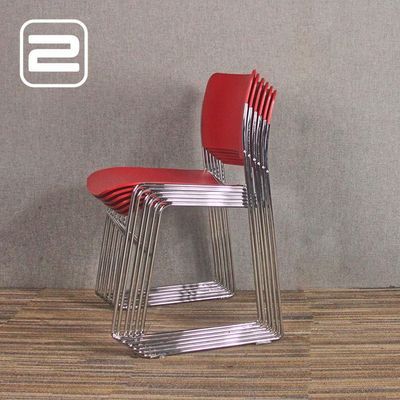 Set van 6x HOWE 40-4 Kantinestoel Stapelbaar - Rood Kunststof / Chrome slede Set van 6x HOWE 40-4 Kantinestoel Stapelbaar - Rood Kunststof / Chrome slede
