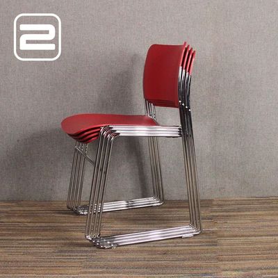 Set van 4x HOWE 40-4 Kantinestoel Stapelbaar - Rood Kunststof / Chrome slede Set van 4x HOWE 40-4 Kantinestoel Stapelbaar - Rood Kunststof / Chrome slede