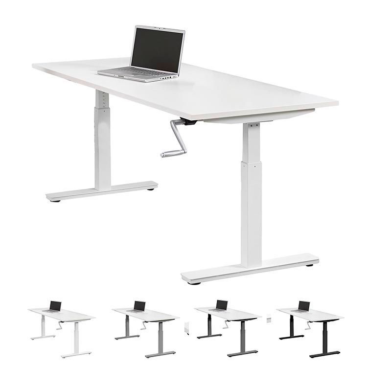 Zit-Zit Bureau in hoogte verstelbaar met slinger B180xD80xH62-90 - Melamine / Metaal T-Poot