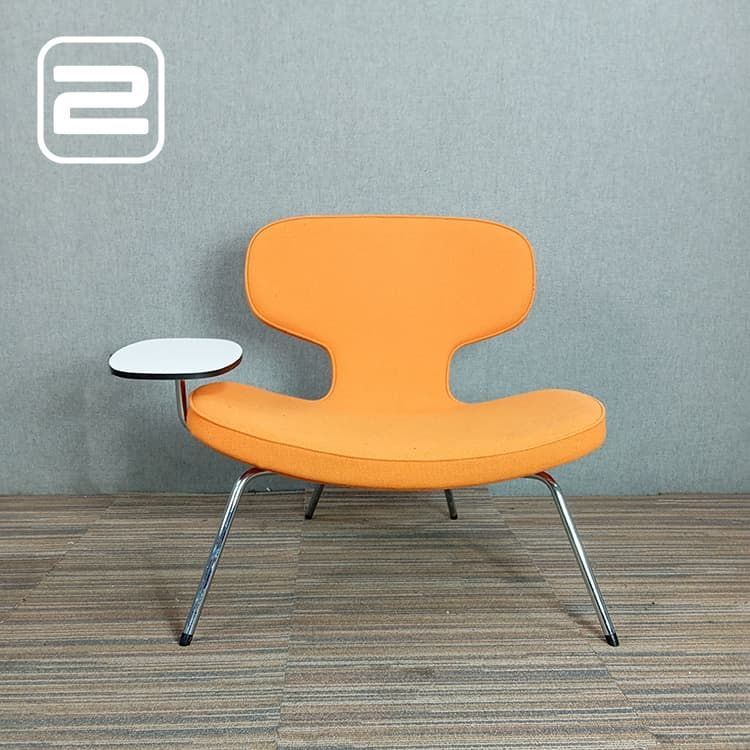 ARTIFORT Libel Lounge Zetel tafeltje links - Oranje Stof / Chrome Vierpoot