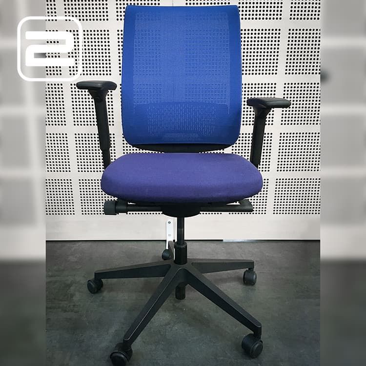 STEELCASE Series 1 Bureaustoel b - Donkerblauw / blauw Mesh / Zwart Metaal Voetkr mt wielen